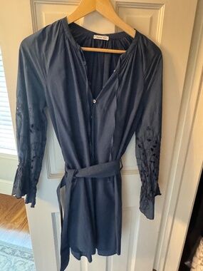 Hana San Navy Blue Cotton Dress Size 36
